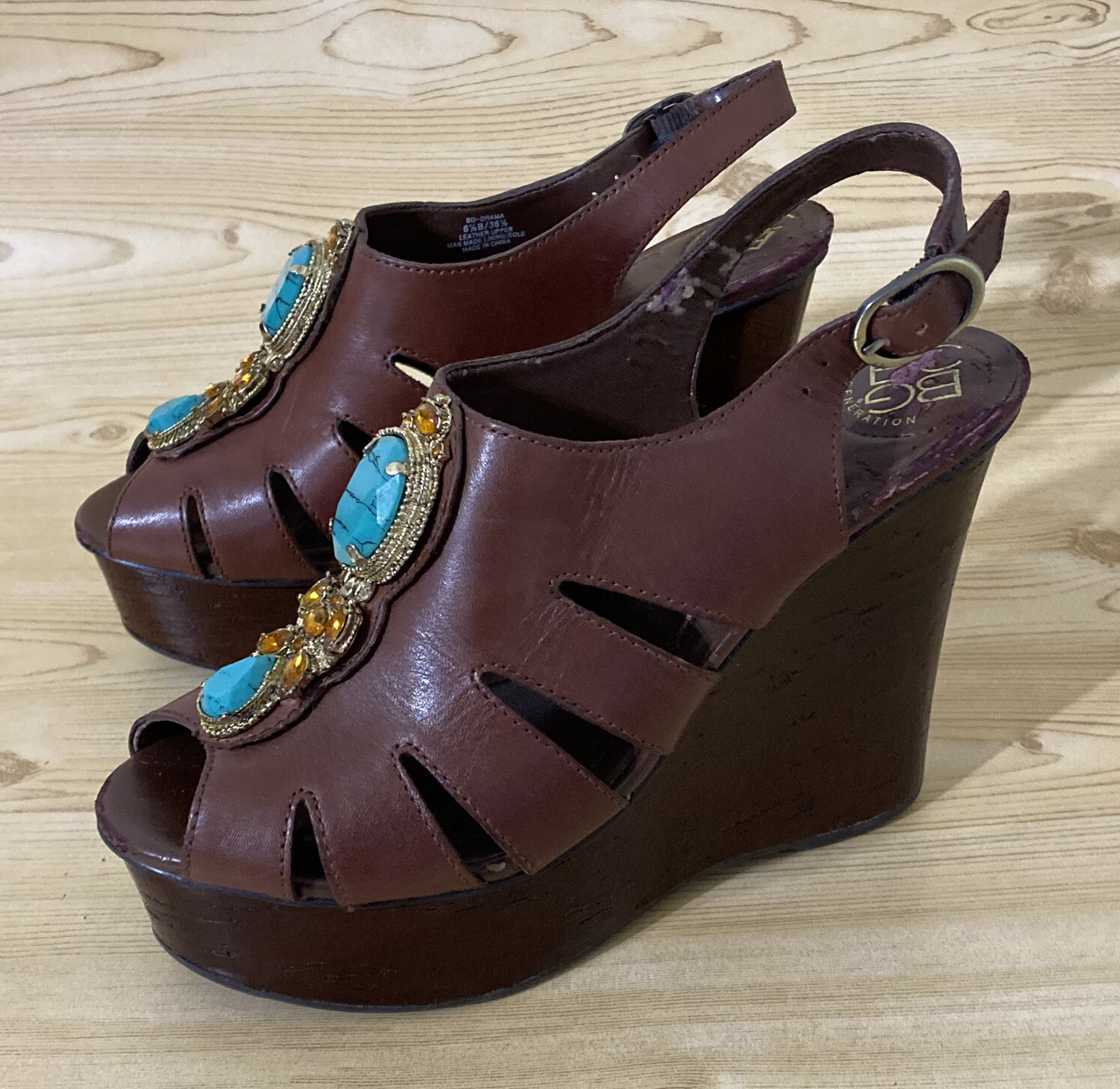 BCBGeneration Wedge Platforms Slingback Peep Toe … - image 10