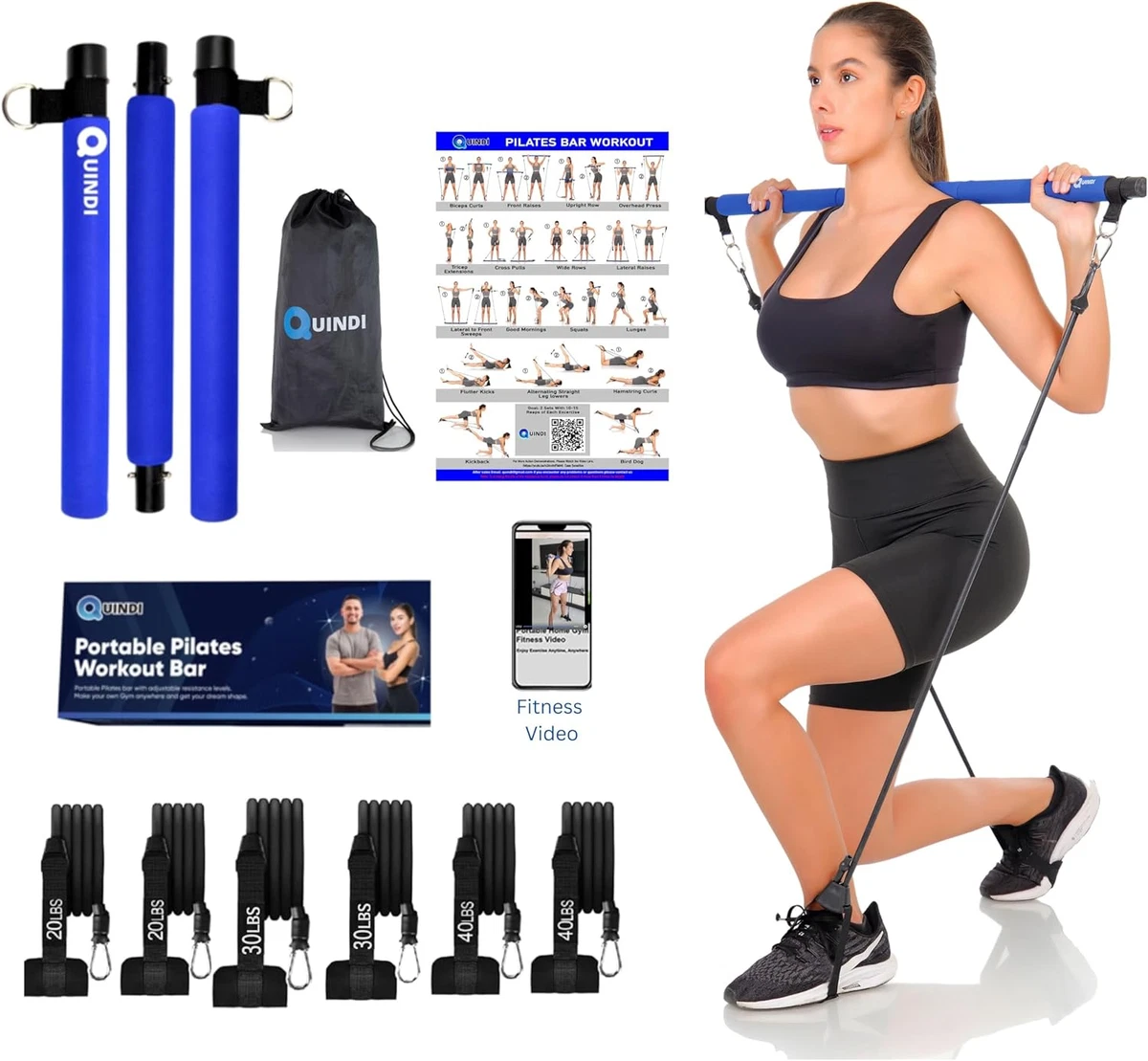 Portable pilates bar kit exercises sale
