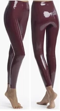 COMMANDO Faux Patent Leather Leggings Pants Control Top Burgundy  Ruby Size M