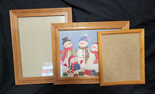 Set of 3 Vintage Wood Hanging Frames Assorted Sizes
