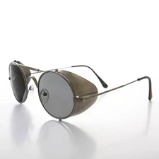 Gun Metal Steampunk Sunglass with Folding Side Shields Gray Lens - Bram