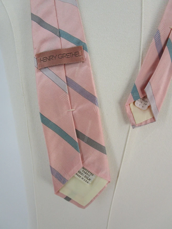 Corbata de seda Henry Grethel para hombre multicolor a rayas 56" de largo 2,75" de ancho de colección Foto 4 de 4