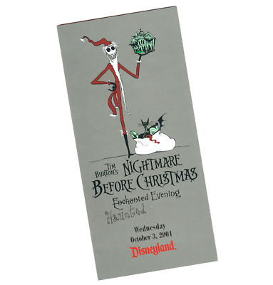Vintage Disneyland 1st Nightmare B4 Christmas Event Party Merch Brochure 2001