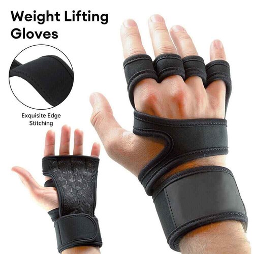 Guantes de entrenamiento de levantamiento de pesas con envoltura de muñeca para entrenamiento de gimnasio Stock de EE. UU. USPS - Imagen 2 de 20