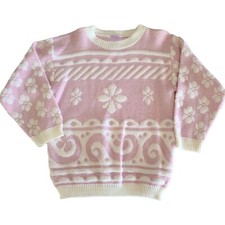 Vtg 80s Arielle Women's Pink Pastel Knit Easter Shiny Fairy Kei USA Barbie Core