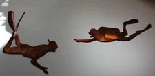 Scuba Diver Pair (2 Pieces) - Metal Wall Art - Copper Size Varies Per Piece