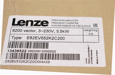 E82EV552K2C200 NEW LENZE E82EV552_2C200 Inverter 8200 Vector 3-400v 5.5kW
