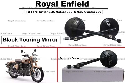 Royal Enfield Hunter 350, Meteor 350 New Classic 350 Black Touring Mirror  Pair