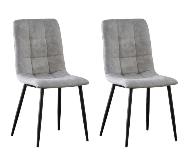 2x Faux Matte Suede Leather Dining Chairs Accent Chairs home /& restaurants Adrian Black