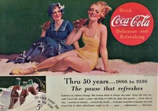 COCA-COLA / COKE - VIntage Magazine Ad - 1936 - 50 Years / Coke Anniversary 