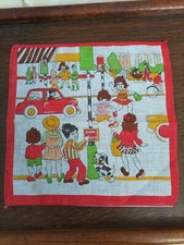 Vintage Baumwolle Taschentuch Taschentuch Kinder Kinder Stra&szlig;enkreuzung unbenutzt rot