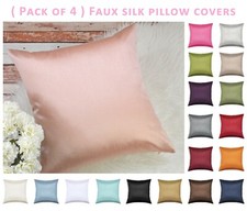 Aiking Home 18" x 18" Set of 4 solid faux silk pillow covers w zipper closure