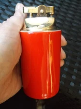 Vintage Porcelain Table Lighter Red Thick Heavy Porcelain Mid Century