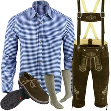 Trachtenset Oktoberfest Branded Authentic German Lederhosen Bundhosen Full Dress