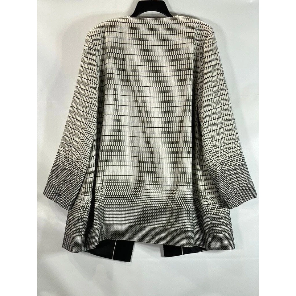 Abrigo para mujer CYNTHIA ROWLEY talla grande crema/negro combo estampado frente abierto talla 2X Foto 2 de 4
