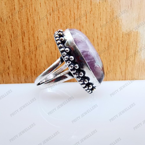 Natural Amethyst Gemstone Ring, 925 Sterling Silver Ring, Antique Handmade Ring - Picture 5 of 6