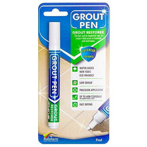 Grout Pen White Tile Paint Marker: Waterproof, Sealer Pens, Narrow 5mm Tip (7mL)