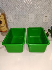 2 Used Green Storex Industries Corp Storex 5.1H x 7.8W Small Plastic Cubby Bin