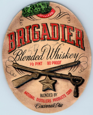 1920-30s Brigadier Blended Whiskey Cincinnati, Ohio Label WL3