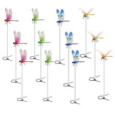 12Pcs Indoor  Outdoor Fake Dragonfly Rod Clip, Dragonfly Clip Bug Repellent, 3D