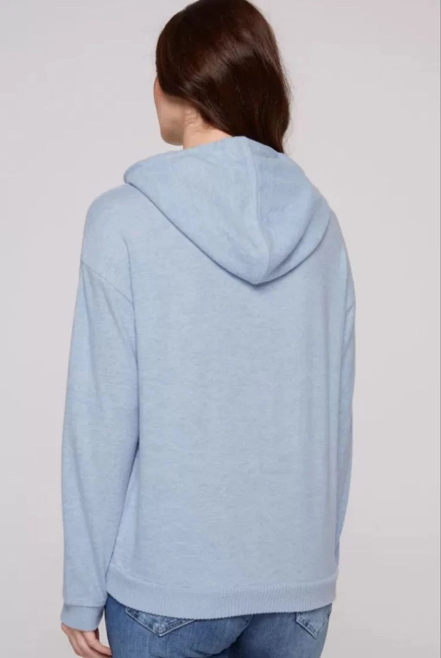 SOCCX Women Basic Drawstring Hoodie Soft Fabric Light Blue SIze M - Image 4 of 4