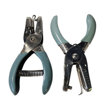 McGill Co Lot of 2 Handheld Hole Punch Plier Made in USA Spring-Return 2 Cuts