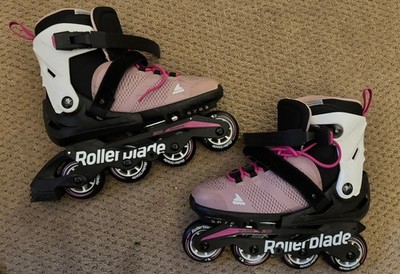 Rollerblade Microblade Kid's Adjustable Inline Roller Blades Pink White Size 5-8