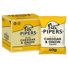Pipers Crisps Lye Cross Cheddar and Onion 24 x 40g