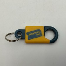 VINTAGE Blockbuster Video Logo Blue/Yellow Plastic Clip Promo Keychain Key Ring