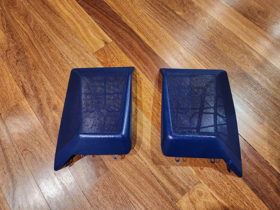 Par de cubiertas de altavoz de estante trasero azul L+R OEM 1986-1991 Mercedes-Benz C126 560SEC Foto 3 de 4
