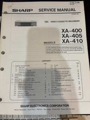 ORIG. SHARP XA-400 XA-405 XA-410 VCR Repair & Service Manual *ORIGINAL*