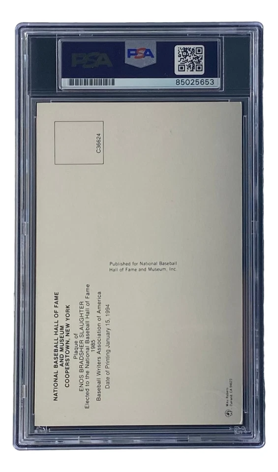 Enos Slaughter Signed 4x6 St Louis Cardinals HOF Plaque Card PSA/DNA 85025653 - Image 2 of 3