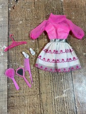 Vintage Barbie Doll 1969 Happy Go Pink #1868 Sheer Dress & Shoes MOD, Nice,