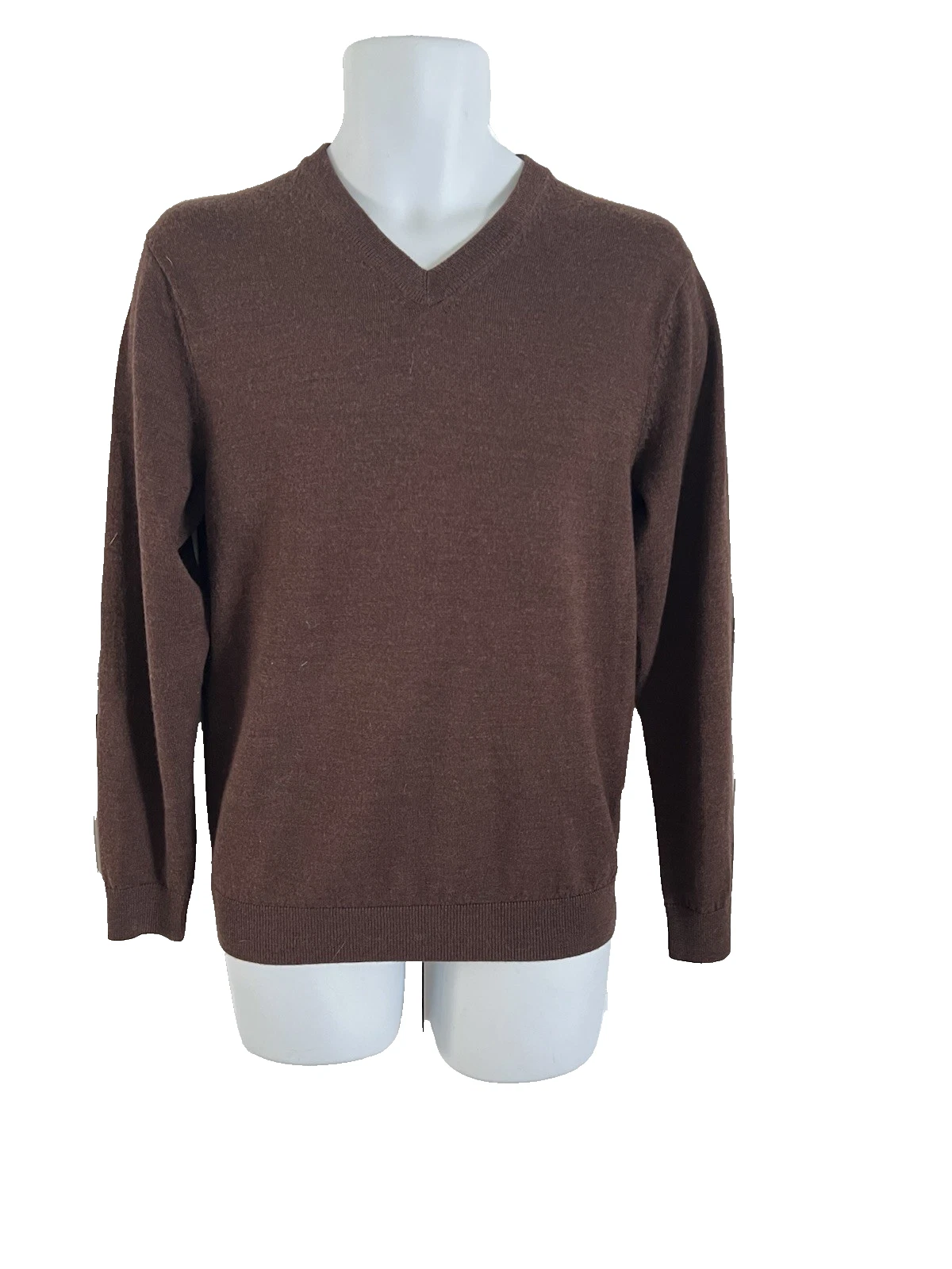Turnbury Extra Fine Merino Wool Sweater Small Brown V-Neck Grandpacore Heritage