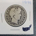 1899 Barber Half Dollar 50C Silver Circulated US Coin 0.9 Fine Silver #375