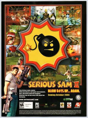 Serious Sam II - Xbox PC Game - Vintage Original Print Ad/Poster Promo Art 2005