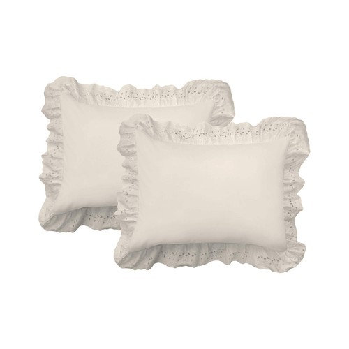 Ruffled Pillow Sham 2 Pack, Standard, Ivory