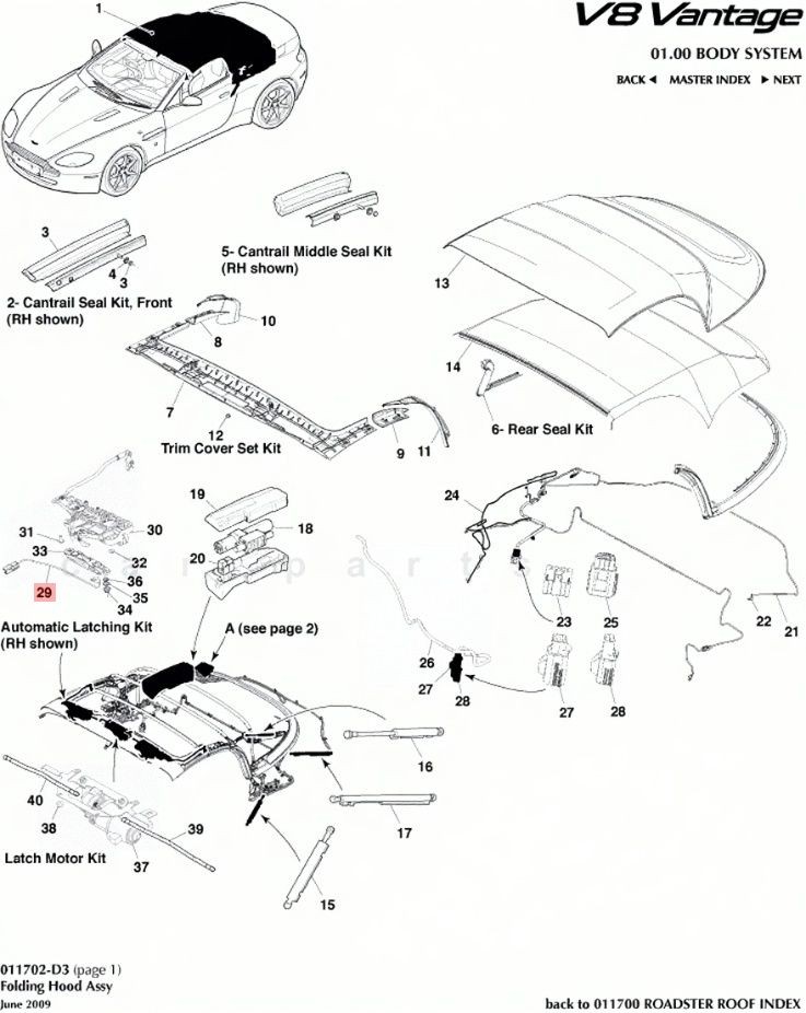 05-24 ASTON MARTIN V8 S VANTAGE DB9 RIGHT LEFT STRIKER HEADER LATCH LOCK SET OEM