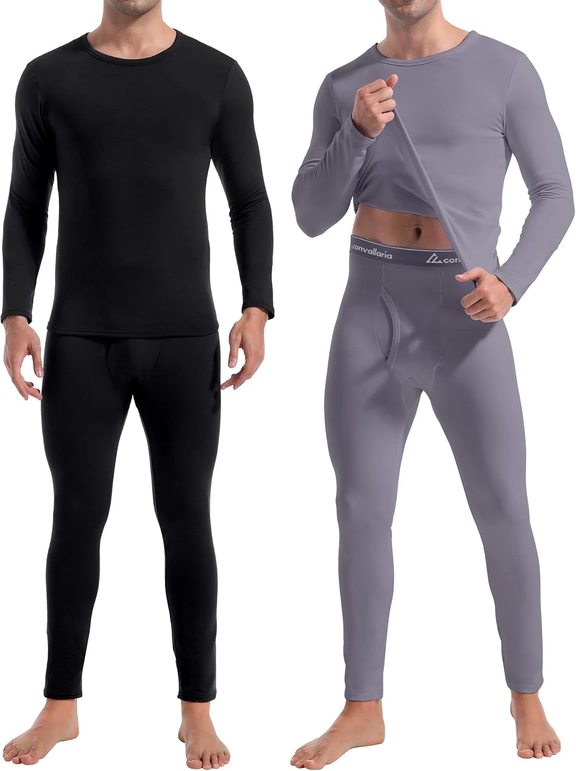Men's Fleece Lined Thermal Underwear Set - Long Johns, 2 Pack, 2XS-6XL