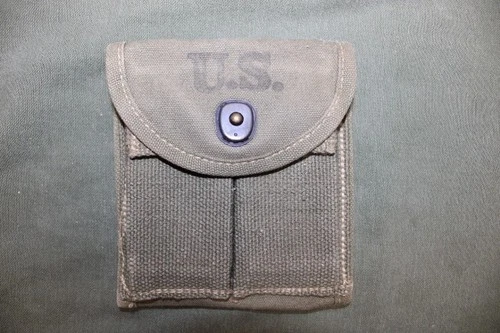 US Military Issue WW2 M1 Carbine Ammo Magazine Stock Belt Pouch OD Canvas J32