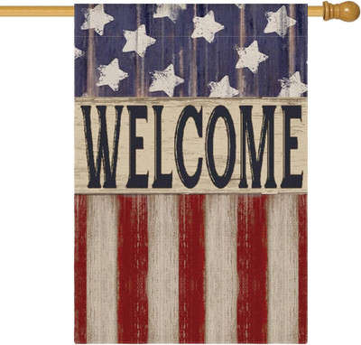 Patriotic 4Th of July House Flag 28X40 Inch Double Sided Outside, Memorial Day R