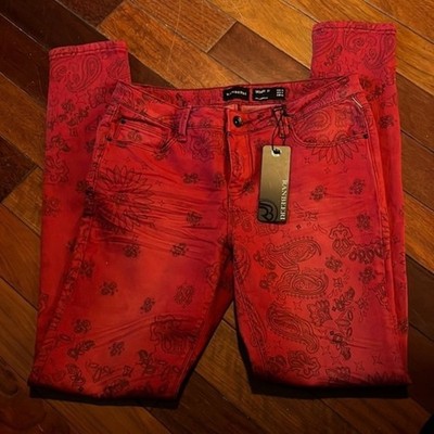 NWT red paisley Ranbeeri skinny jeans Sz 9