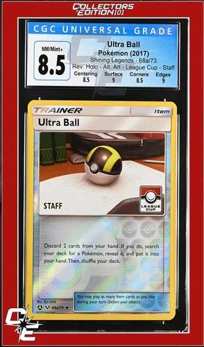 Shining Legends Ultra Ball 68a/73 Reverse - Alt. Art League Cup - STAFF CGC 8.5