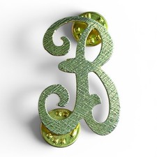 Initial B Brooch Large Gold tone Brushed Texture Letter Lapel Pin E891