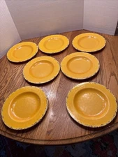 Melamine-yellow And Brown Speckled Said/dessert Plates-set Of 8( S1)