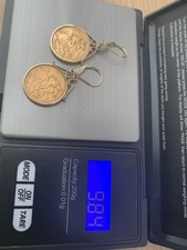 22ct Goldhalf Sovereign Earrings 9ct Gold Casing