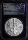 2001 (MS70) American Silver Eagle $1 ASE 1 oz NGC - Perfect 70