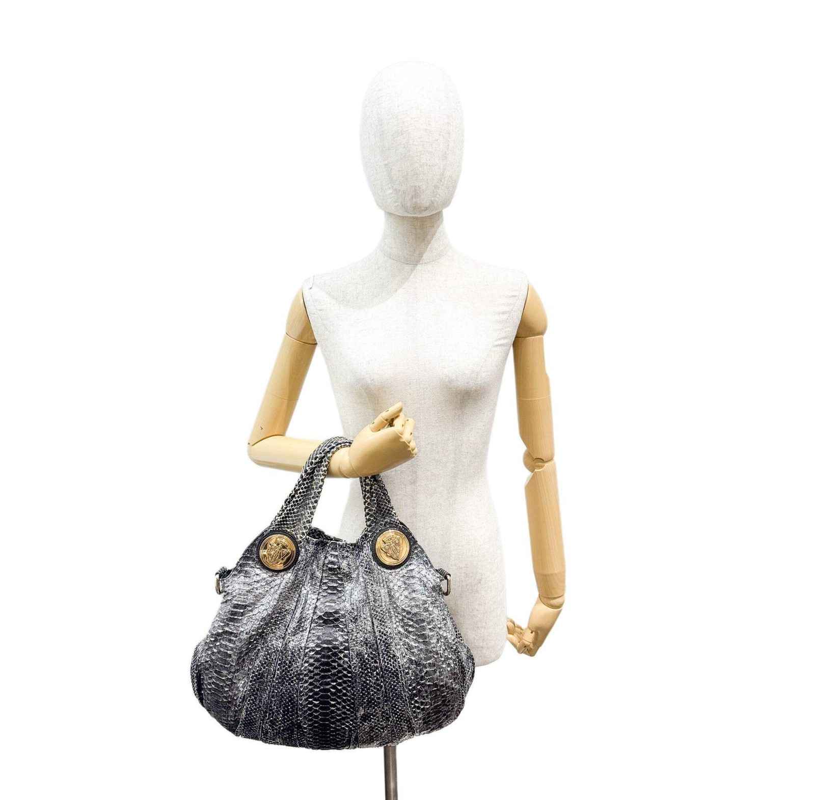 GUCCI Hysteria Black Python Embossed Leather Two … - image 3