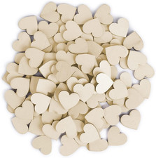 100Pcs 1" Wooden Hearts for Crafts, Small Wood Hearts Cutout Slices, DIY Unfinis