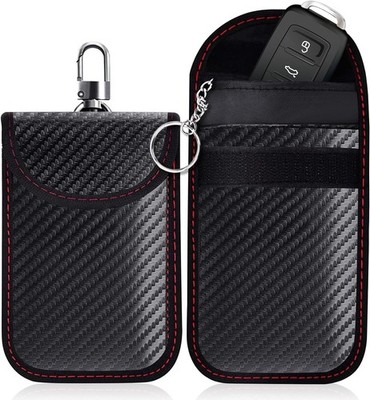 2x Auto Schlüssel Keyless Go Schutz RFID Funk Blocker Tasche Etui Hülle Carbon
